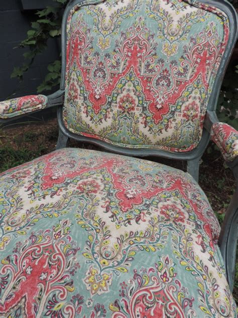 Antique Eclectic Bohemian Upholstered Arm Chair Blue
