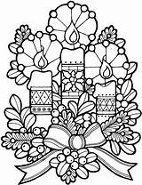 Christmas Adult Coloring Pages Holiday Candles Berry Leaves Decor Relaxing sketch template