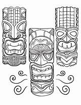 Tiki Hawaiian Totem Drawings Maske Luau Mysterious Allure Webstockreview sketch template