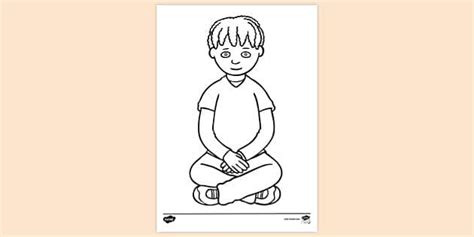 boy sitting   floor colouring sheet twinkl