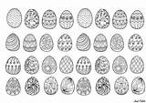 Easter Eggs Coloring Complex Print Various Patterns Styles Color Adult Pages sketch template