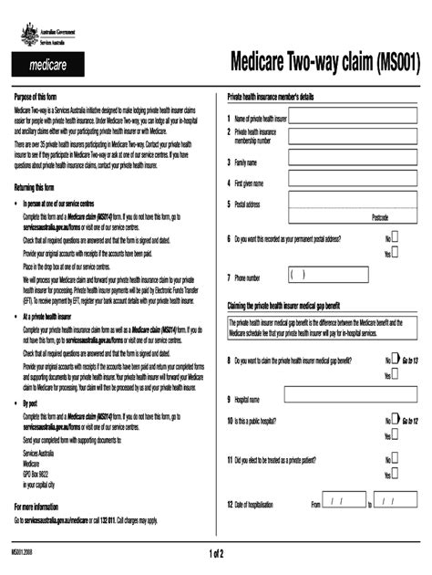 Medicare Two Way Claim 2020 2023 Form Fill Out And Sign Printable Pdf