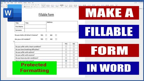 how to create a fillable form in word 365