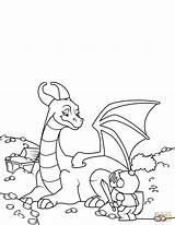 Dragon Coloring Treasure Knight Pages Guarding Dragons Printable Drawing Book Cute Supercoloring sketch template