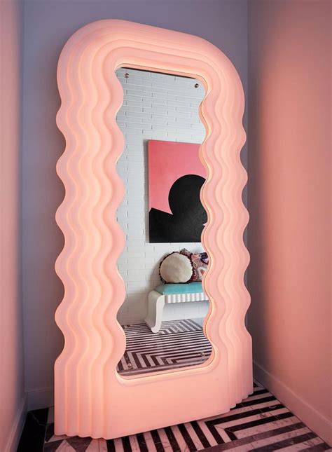 neon wiggle mirror in the ultrafragola style etsy in 2021 80s
