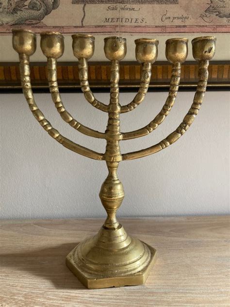 judaica beautiful bronze  armed candlestick bronze catawiki