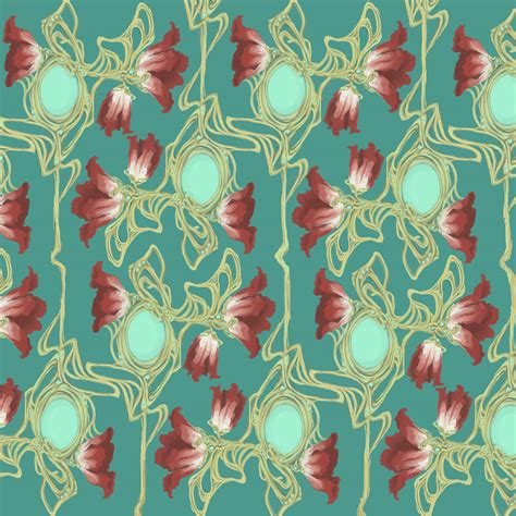 Art Nouveau Floral Pattern On Behance