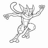 Greninja Froakie Frogadier Coloringhome Evolves Quilladin Chespin Chesnaught sketch template