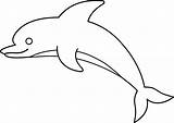Dolphin Colorable Clip Cute Line Sweetclipart sketch template