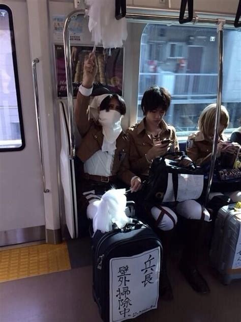 attack on titan shingeki no kyojin cosplay levi cleaning like a pro in the subway best