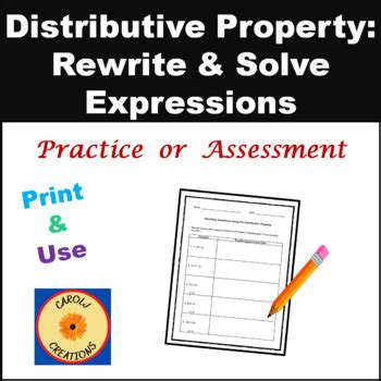 rewriting solving equations   distributive property worksheet