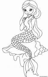 Coloring Mermaid Hair Pages Pretty Brushing Her Printable Print sketch template