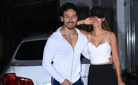 disha patani and tiger shroff twinning in white spotted