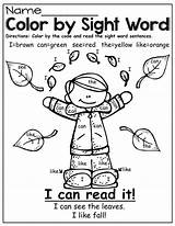 Coloring Sight Word Pages Color Words English Printable Kindergarten Fall Worksheets Colouring Kids Colour Style Printables Education Literacy Work Activities sketch template