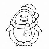 Penguin Coloring Pages Cartoon Cliparts Cute Christmas Attribution Forget Link Don Hat sketch template
