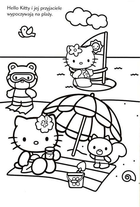 kitty beach coloring page subeloa
