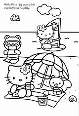 Kitty Hello Coloring Pages Beach Sheets Book Kids Printable Drawing sketch template