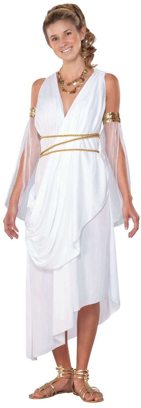 Seasons Halloween Greek Goddess Toga 3pc Women Costume White Gold