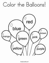 Worksheets Coloring Colors Printable Year Old Kindergarten Color Words Balloons Preschool Activities Sheets Pages Kids Choose Board Sight sketch template