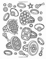 Coloring Pages Jewelry Jewels Adult Colouring Color Book Print Amazon Choose Board Printable sketch template