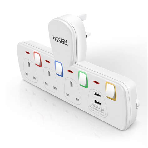 buy multi plug extension  usb mscien   plug adapter uk individually switched  wall