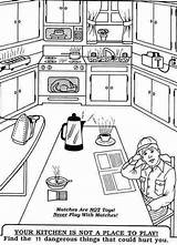 Kitchen Coloring Hazards Fcs Homophones Classroom sketch template
