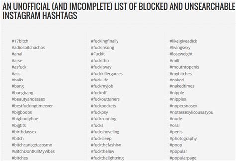 there s no logic to this list of banned instagram hashtags the daily dot