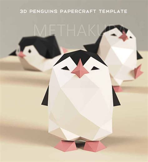 penguins  papercraft template   paper toys