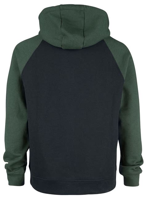 blackgreen hoodie  raglan sleeves red  emp hettegenser emp