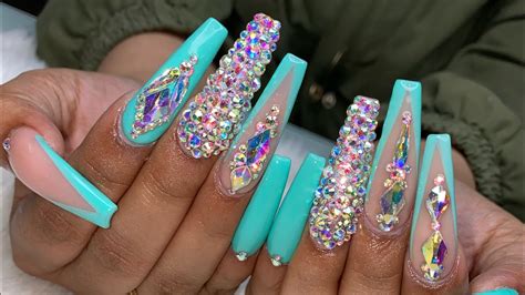 blinged  coffin nails acrylic nails tutorial ny beauty review