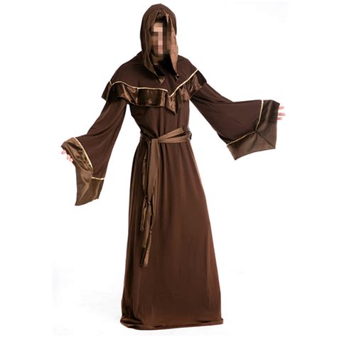 Free Shipping Halloween Costume For Mens Gothic Wizard Brown Costume