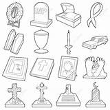 Funeral Establecer Funerarios Contorno Iconos Estilo Pngtree Gráfico Vectorial sketch template