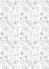 Printable Flower Floral Coloring Ausdruckbare Freebie Meadow Fairytale Paper sketch template