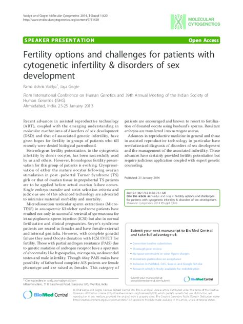 pdf fertility options and challenges for patients with cytogenetic