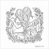 Coloring Pages Bff Cute Color Friends Girl Printable Hair Print Girls sketch template
