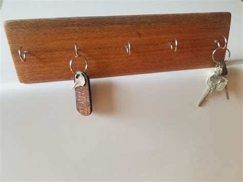 wall mounted key rack key holder key hooks  edge wood silver