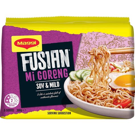 calories  maggi fusian mi goreng soy mild spice flavour instant