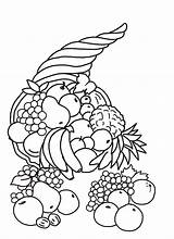 Thanksgiving Coloring Cornucopia Pages Fruits Clipartqueen sketch template