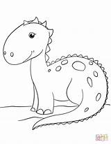 Coloring Dinosaur Cute Pages Cartoon Printable Drawing Paper sketch template