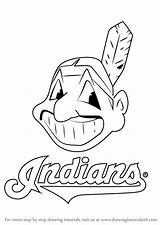 Indians Cleveland Logo Draw Coloring Drawing Pages Mlb Printable Step Template Tutorials Drawingtutorials101 sketch template