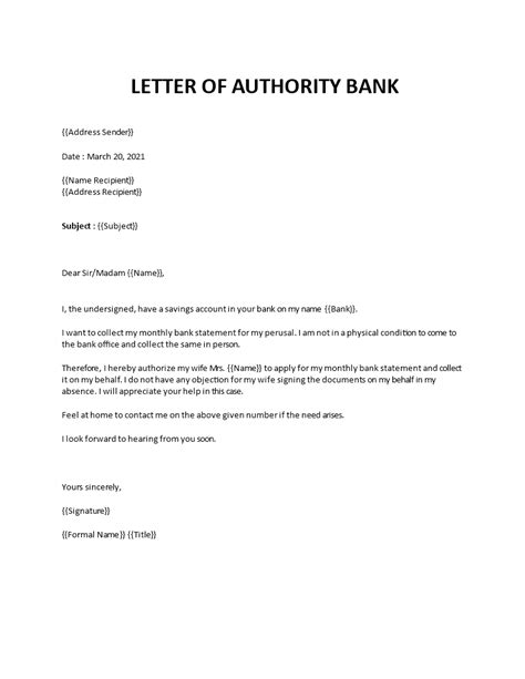 sample authorization letter  bank templates   rezfoods