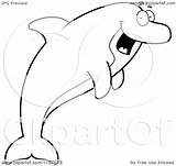 Dolphin Cartoon Leaping Happy Clipart Outlined Coloring Vector Cory Thoman Royalty sketch template