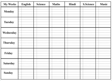 printable weekly class schedule template