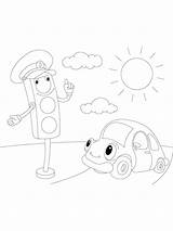 Light Coloring Traffic Pages Printable Kids sketch template