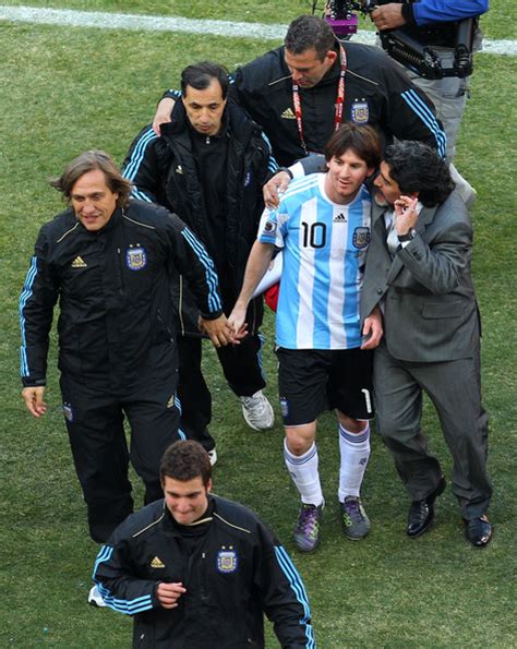 Diego Maradona Lionel Messi Photos Argentina V South