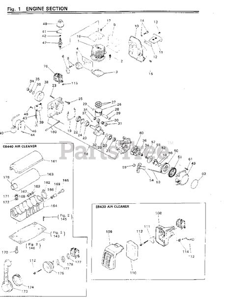 redmax eb  redmax backpack blower    engine section parts lookup  diagrams