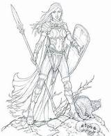 Female Paladin Warrior Coloring Drawing Pages Line Deviantart Fantasy Staino Warriors Adult Woman Drawings Elf Book Cool Armor Pathfinder Google sketch template