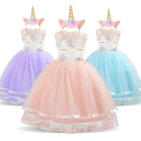 fancy dress  girls unicorn party dress kids dresses  girls