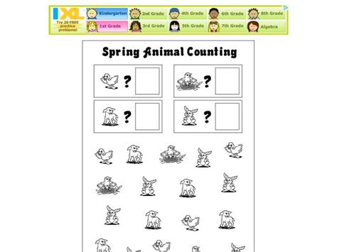 spring animal counting worksheet  pre  kindergarten lesson planet