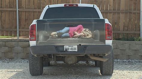 hogtied woman featured on tailgate decal